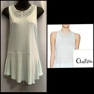 Aritzia Wilfred Top Women’s Large Crochet Peplum Mint Green. Made Small